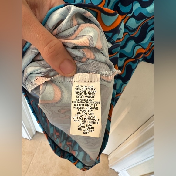 Katherine Way Brisbane Vibrant Blue and Orange Patterned Dress UPF50 - Picture 5 of 5